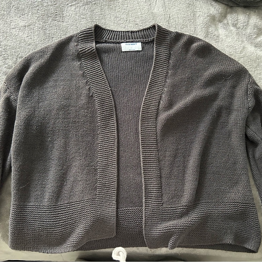 Gray Open-Front Sweater